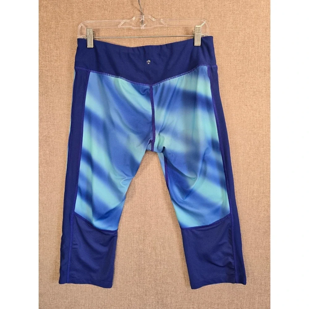 Kyodan Womens Blue Teal Ombre Capri Leggings Size L Activewear Yoga Pants